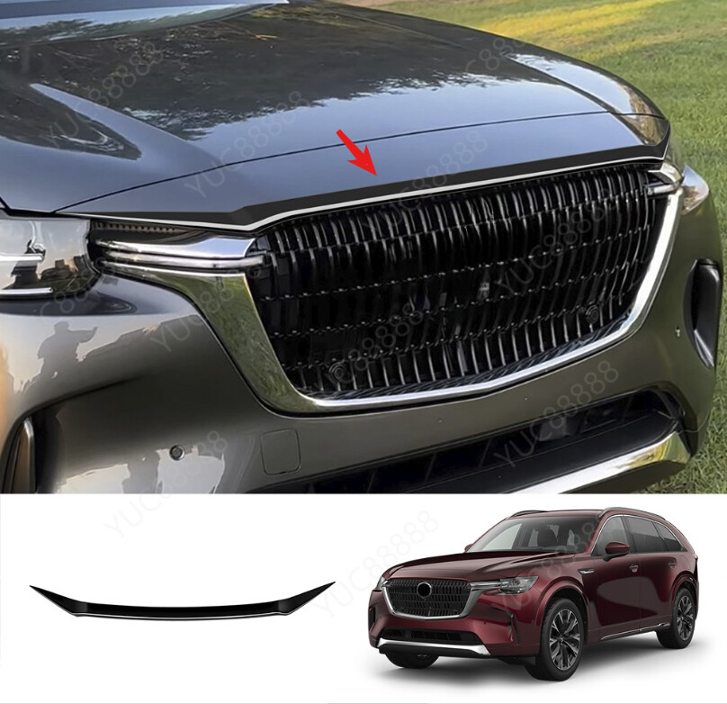 For 2024-2025 Mazda CX-90 ABS Glossy Black Front Engine Hood Trim Strip