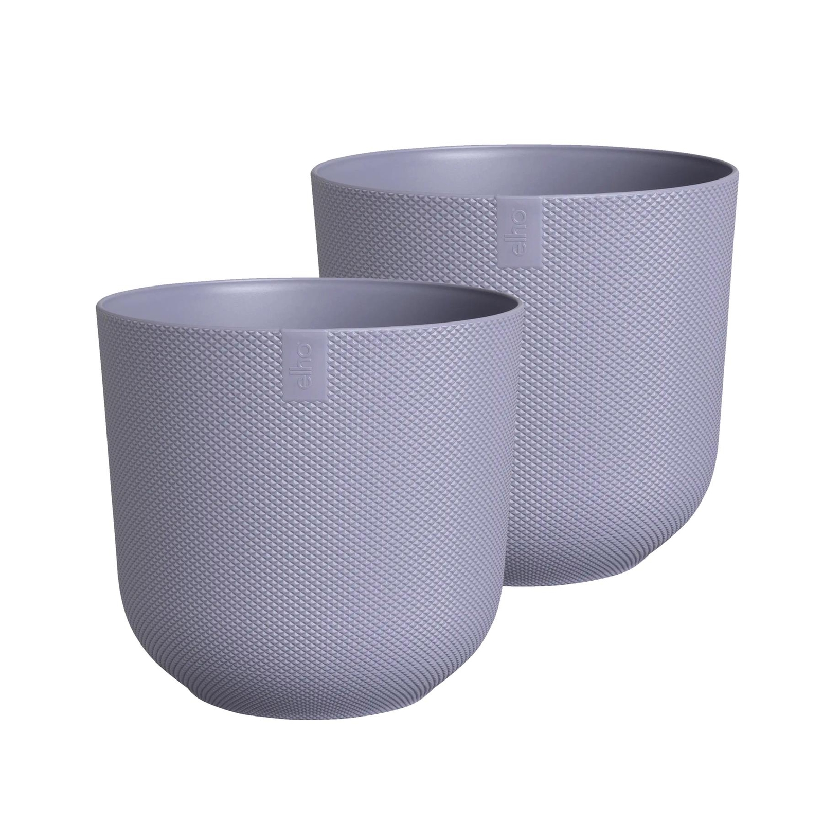 Elho Jazz Recycled Plastic Round Plant Pots - Lavender - 19cm Set of 2