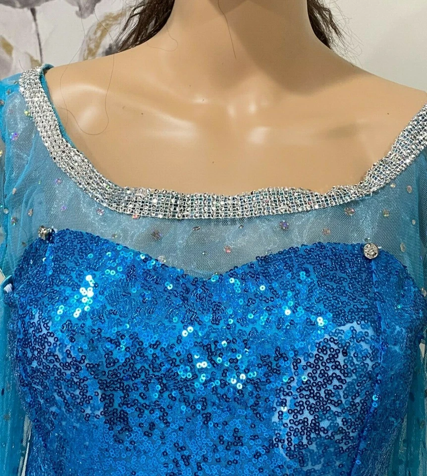 Новый взрослый блестками большой замороженный Эльза синий платье костюм с подкладкой высокого качества - Изображение 2 из 3