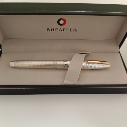 Stylo Plume Sheaffer Imperial 834 - Sterling Argent Marqueterie - Plume Or 14kt Medium - Occasion état Mint