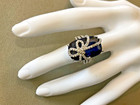 Vintage Signed DSMK STERLING SILVER 925 blue sapphire RING 8 cocktail statement — photo 2