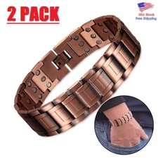 2x Double Row Magnetic Therapy for Men Bracelet Arthritis Bracelet Jewelry Gift