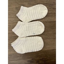 Shein 3 Pack Girls Patterned Crew Socks - Cream