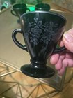 Hazel Atlas Black Silver Flower Overlay Creamer 2 Open Sugar Set Estate JJ#104 — photo 7