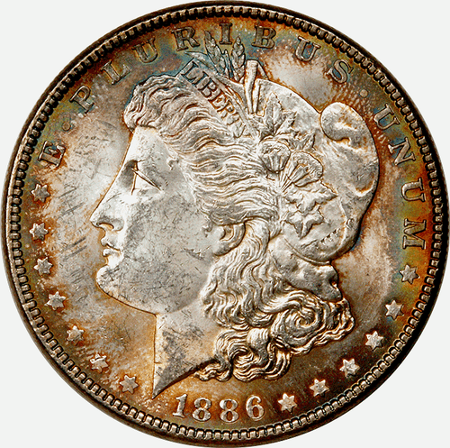 1886 MORGAN DOLLAR SILVER COIN HIGH MINT STATE ORIGINAL TONED UNCIRCULATED BU - Picture 2 of 3