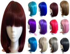 New 11" Bob Straight Nonflammable Synthetic Wigs with Bangs