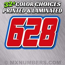 3 Motorcycle Number Plate Race Color Decals Sticker MX ATV SX BMX Dirt Bike Kart