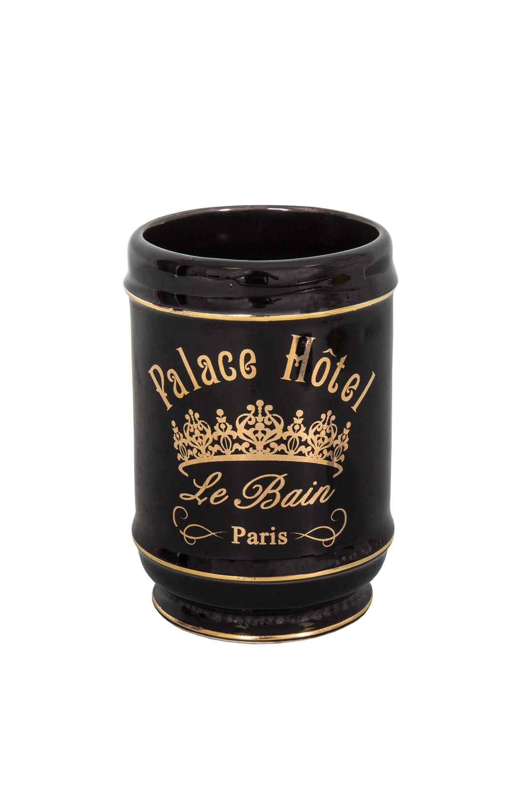 Black Toothbrush Mug Tumbler Gold Ceramic Bathroom Decor Accessory Le Bain
