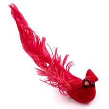 Pack of 12 Fancy Long Tail 6-1/4" Artificial Cardinals with Clips