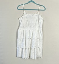 Express white eyelit ruffled spaghetti strap sundress Women's size Medium
