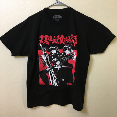 Twin Star EXORCISTS GRAPHIC T SHIRT Size L BLACK RED TEE CRUNCHYROLL ANIME MANGA