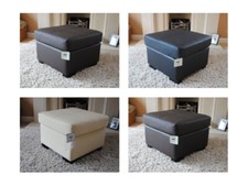 Pouf poggiapiedi in vera pelle marrone/nero/crema
