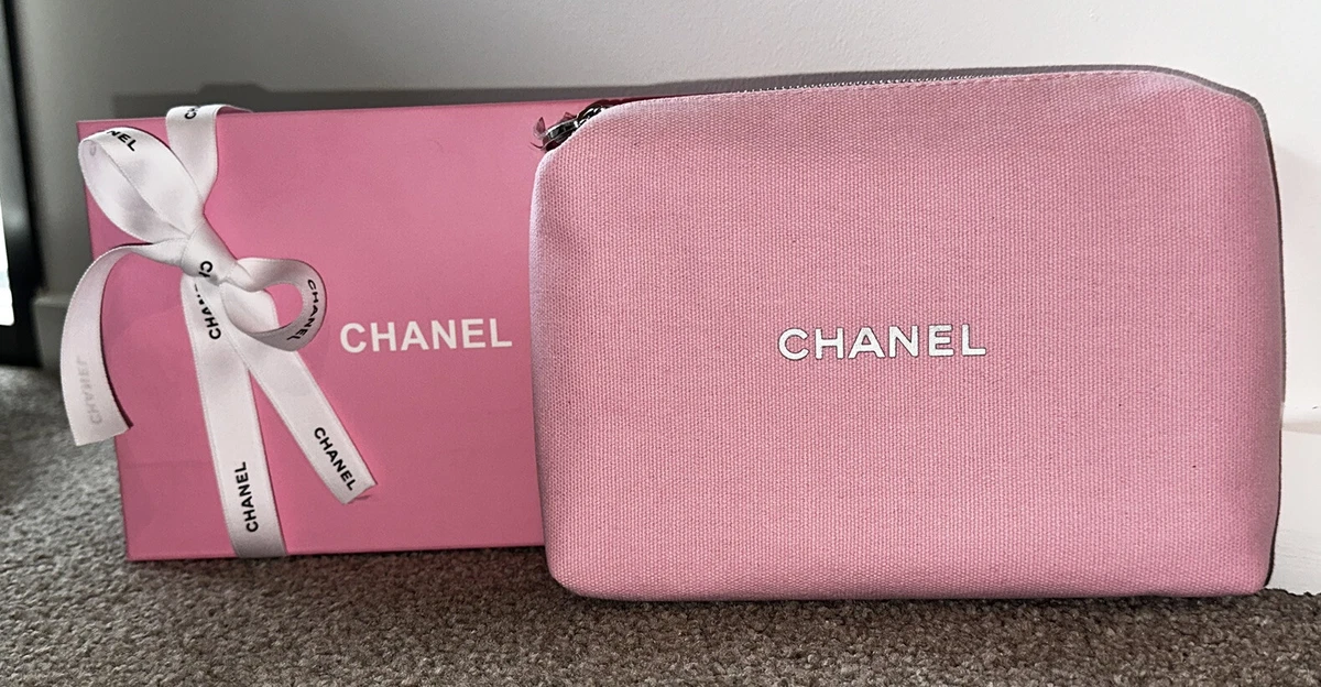 CHANEL, Bags, New In Box Chanel Beaute Round Pink Makeup Cosmetic Pouch  Travel Clutch Bag