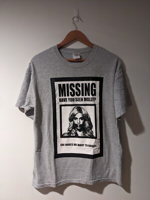 Vintage Y2K Missing Have You Seen Molly? Drug Ecstasy Gray Large T-Shirt