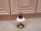 VINTAGE ANTIQUE SMALL MILK GLASS OIL LAMP