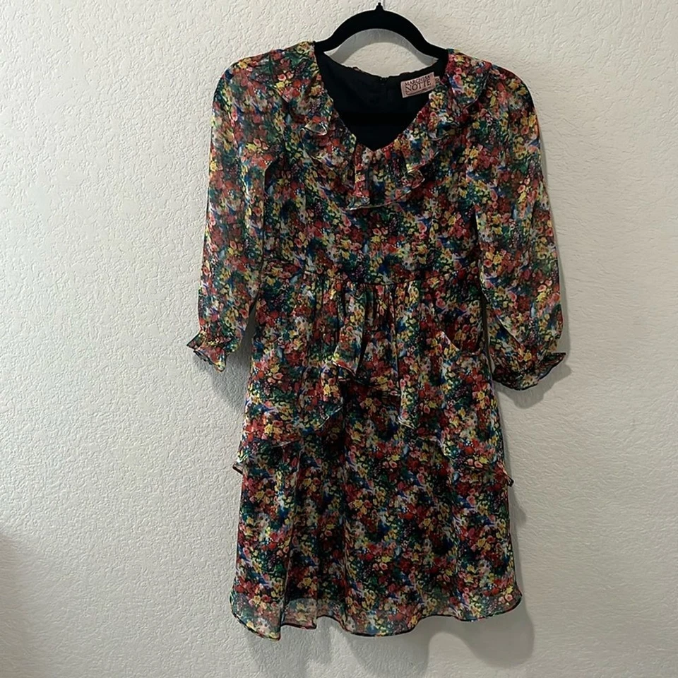 Vestido con volantes de gasa estampado floral para niña MARCHESA NOTTE MINI, talla 10 Foto 2 de 4