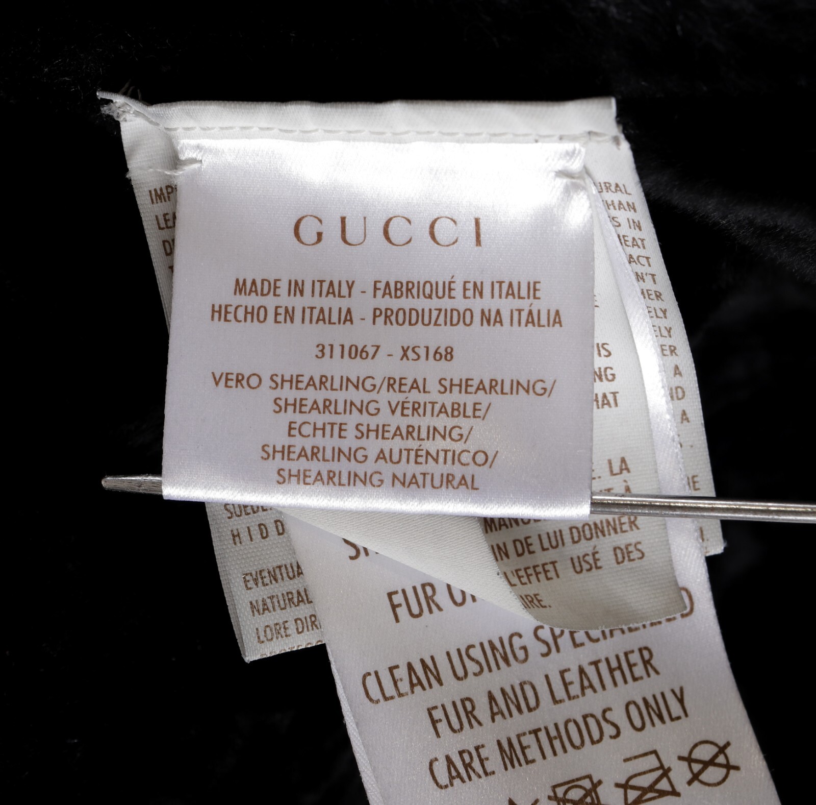Women's Gucci Size IT44 Black Leather Shearling Lining Miltipocket Biker Jacket image 8
