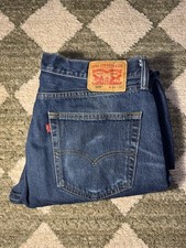 Levi's 505 Men's Blue Denim Regular Fit Straight Leg Jeans - Size 36x32