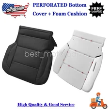 Driver Bottom Black Seat Cover PERF+Foam Pad For 15-19 GMC Sierra 1500 Yukon