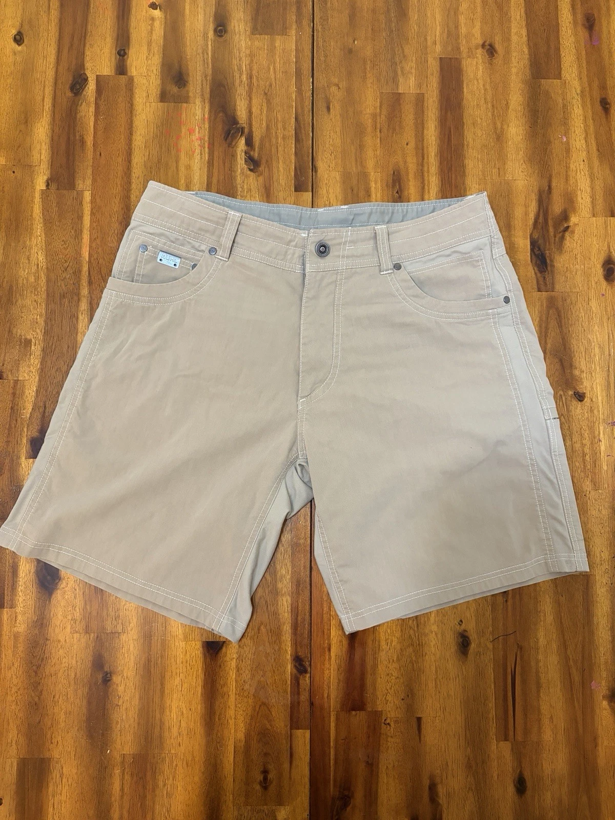 "KÜHL Radikl Shorts Men's Size 34Tan Khaki Hiking Co Outdoor Stretch 9’’ Inseam"
