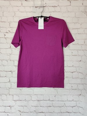 Tee T-shirt Lindbergh White Men's Bright Purple Pocket Short Sleeve Cotton M