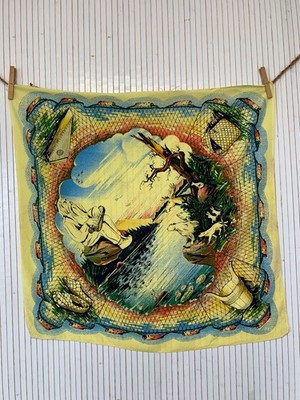 Seidentuch quadratisch Musiker am Wasser Vintage FO896