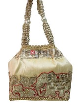 gold Handmade potli bag Embroidered Women Potli Bag Traditional Gift for girls