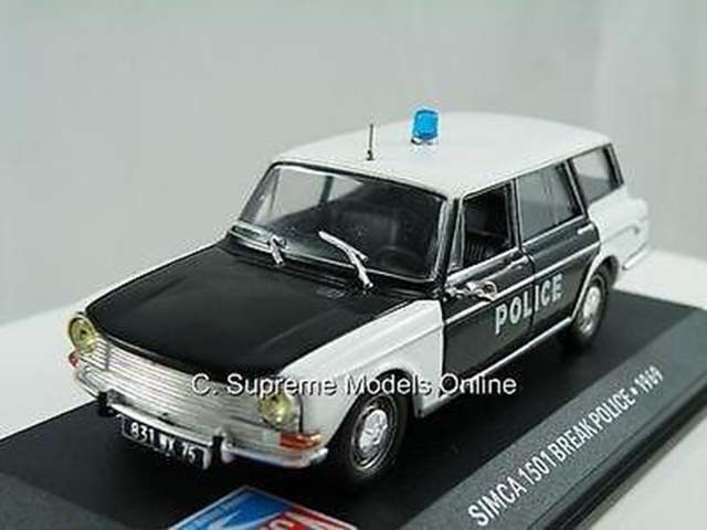 SIMCA 1501 POLICE CAR MODEL ESTATE STATION WAGON 1:43 VERSION IXO CLASSIC R0