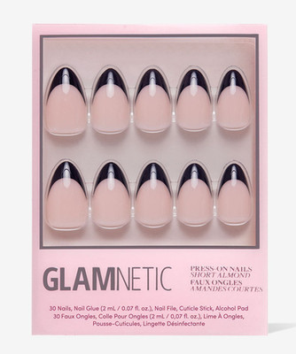GLAMNETIC Caviar Falsche Nägel PRESS-ON Set + Kleber 30er Short Almond French Tip