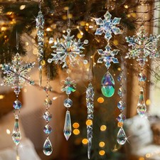 18 pcs Iridescent Acrylic Snowflake Ornaments Christmas Tree Decor