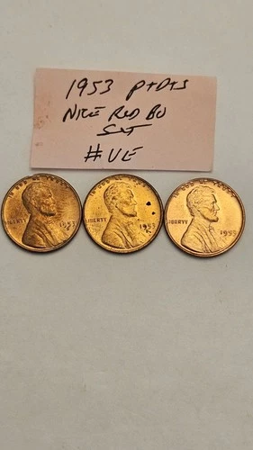 wheat penny lot 1953,1953-D,1953-S RED BU LINCOLN CENT 1953D,1953S RED UNC SET