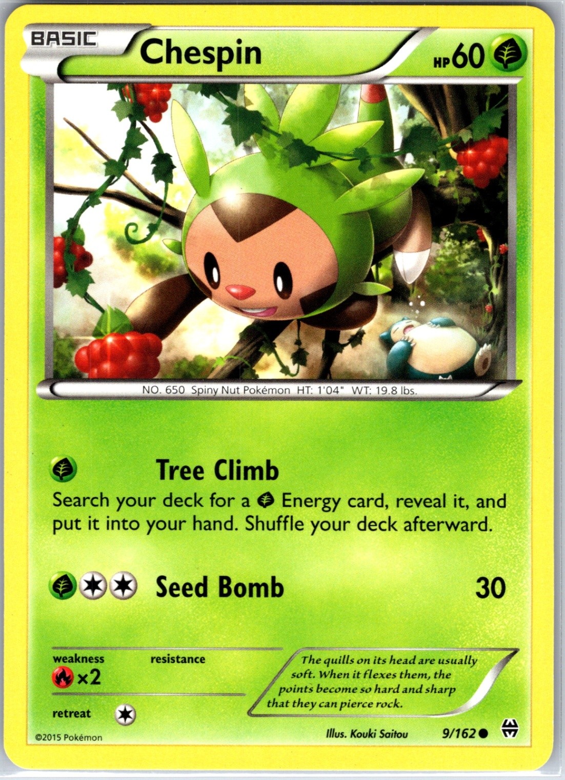 Chespin 9/162 Common Regular Card XY - BREAKthrough Pokemon TCG LP