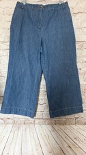 Lands End Womens Wide Leg Cropped Jeans Size 16 Medium Wash