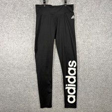 Adidas Climalite Leggings Womens Small Black Graphic Logo CG0720 High Rise