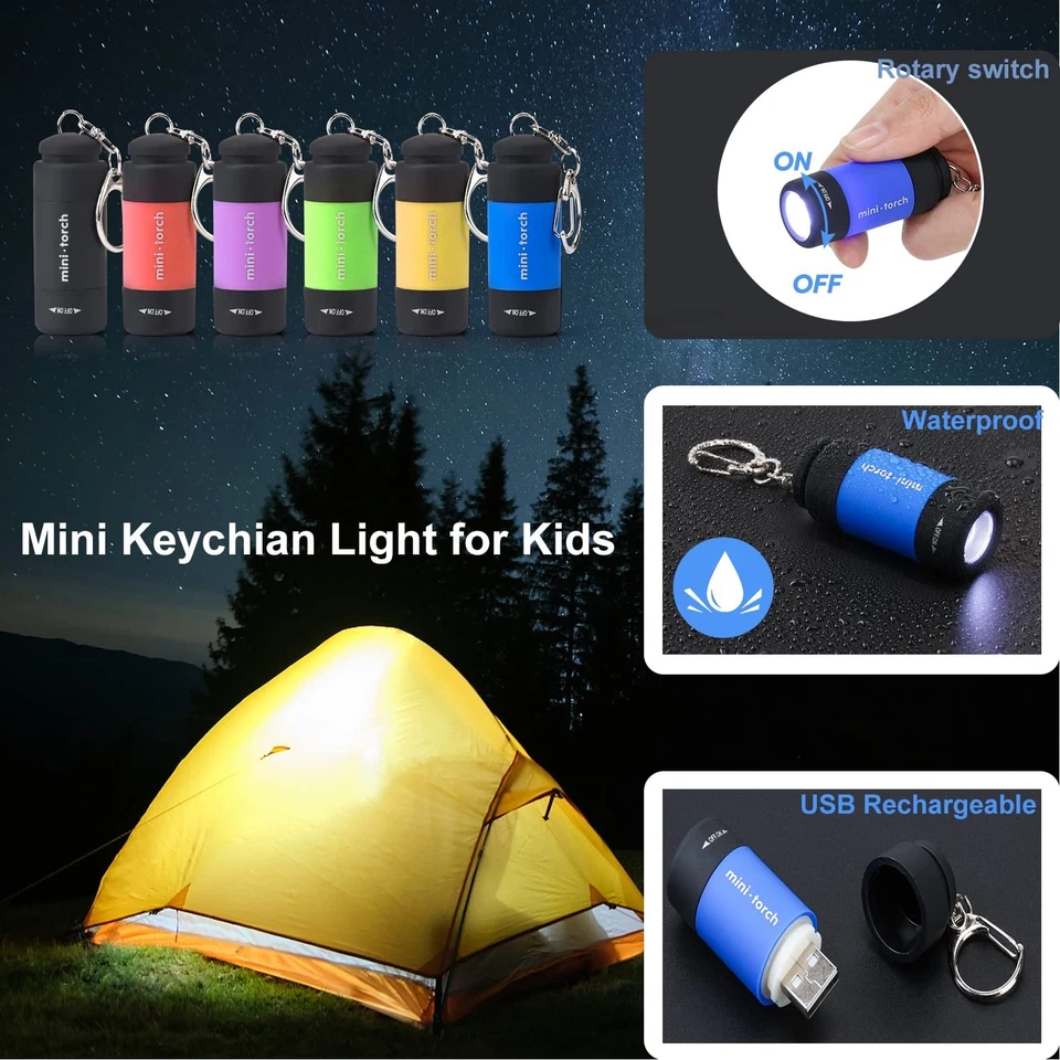 Mini Flashlight Keychain Rechargeable, Colorful Small LED Flashlight Torches ... - Image 2 of 4