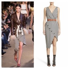 Altuzarra Runway Vertical Stripe V-neck Dress 6 NWT Pockets Scandi Office Siren