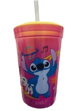Disney Stitch Lavender Tumbler with Striped Straw Lid 14 Oz