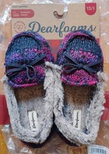 Dearfoams Girls 13/1 Memory Foam Peacoat Slippers NEW