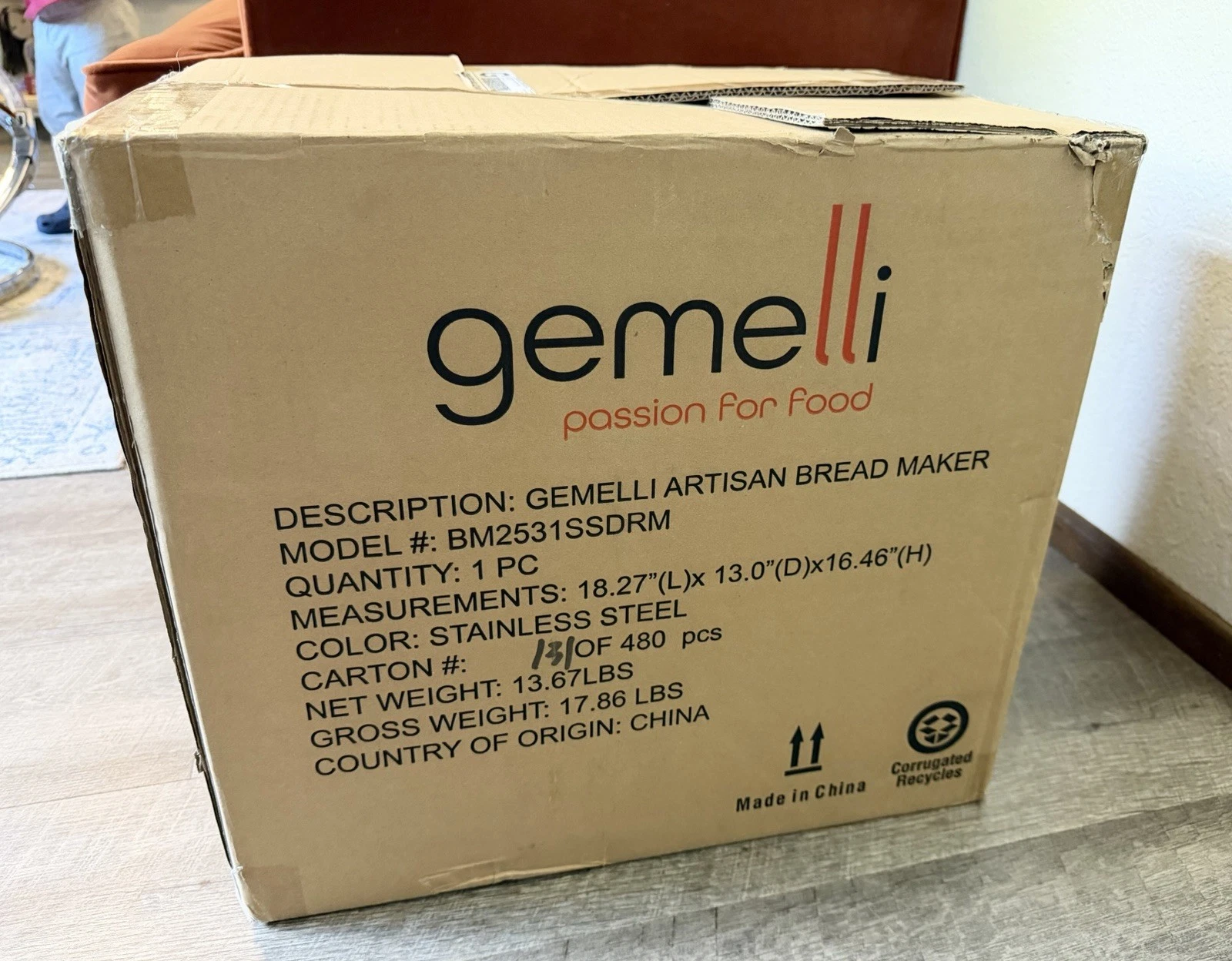 Gemelli 2LB Artisan Bread Maker, Stainless Steel w/ Digital Display - NEW IN BOX