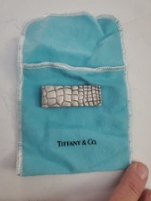 Vintage Sterling Silver Tiffany  Co Makers Alligator Patern Money Clip Holder