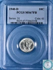 1940-D Mercury Dime PCGS MS67FB - Vintage White & Strong Luster