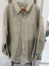 Men's Red Kap Long Sleeve Industrial Work Shirt Beige Dual Pockets Size 4XL