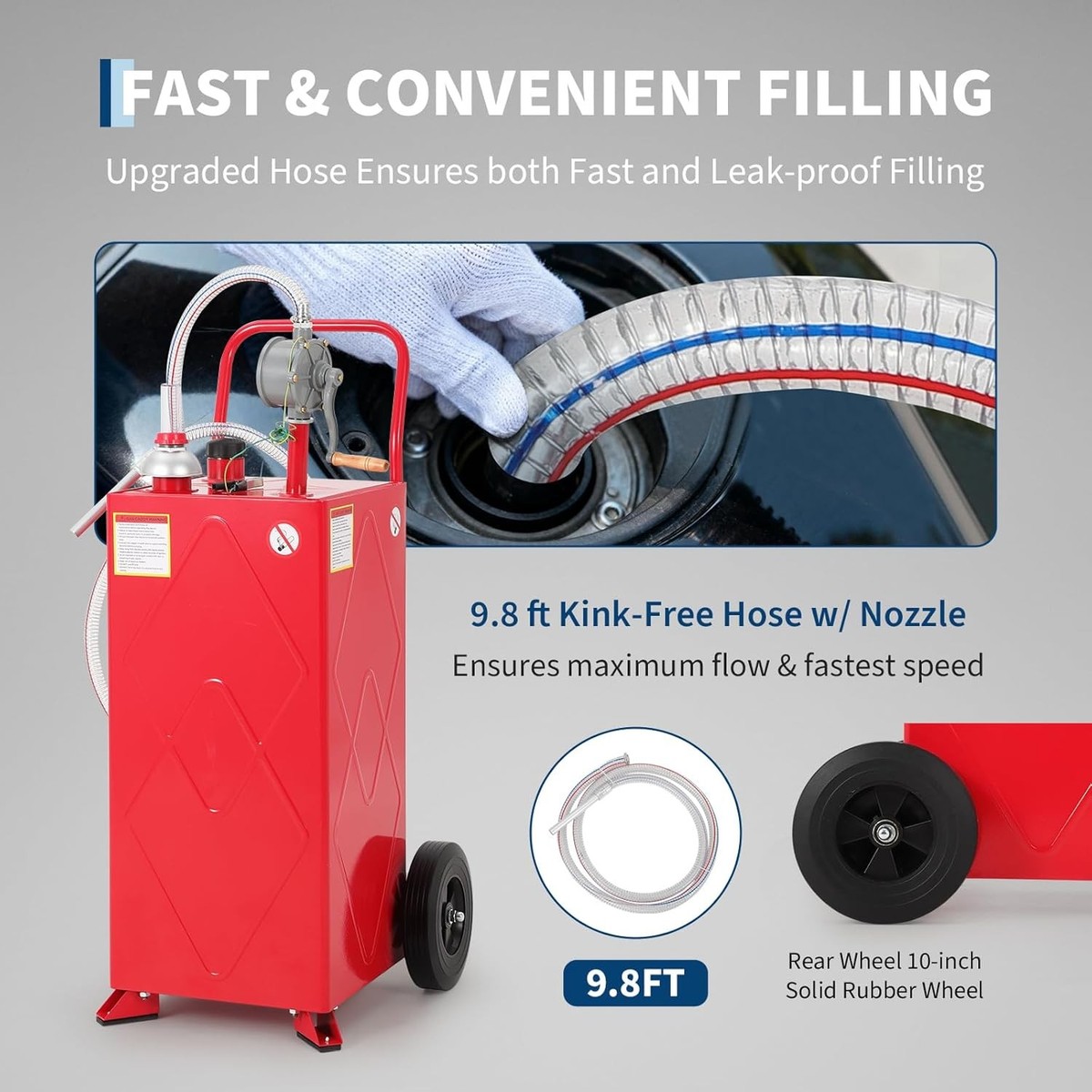 30 Gallon Diesel Fuel Transfer Tank with Manual Pump, Heavy-Duty