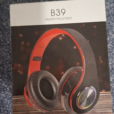 B39 Bluetooth Wireless Over-Ear Headphones Noise Reduction LED White w/ Mic