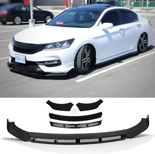 For 2016-21 Honda Accord Sedan Glossy Black Front Bumper Lip Spoiler Splitter