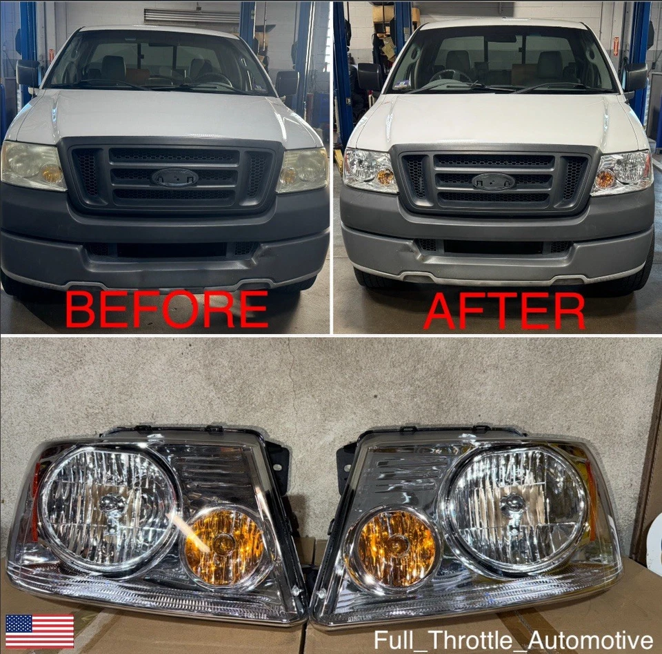 04-08 Ford F150 Clear Amber Headlights Pair NEW F-150 2004 2005 2006 2007 2008 - Imagem 2 de 4