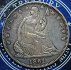 Old Cleaning 1861 50c Seated Liberty Silver Half Dollar  {{{T566