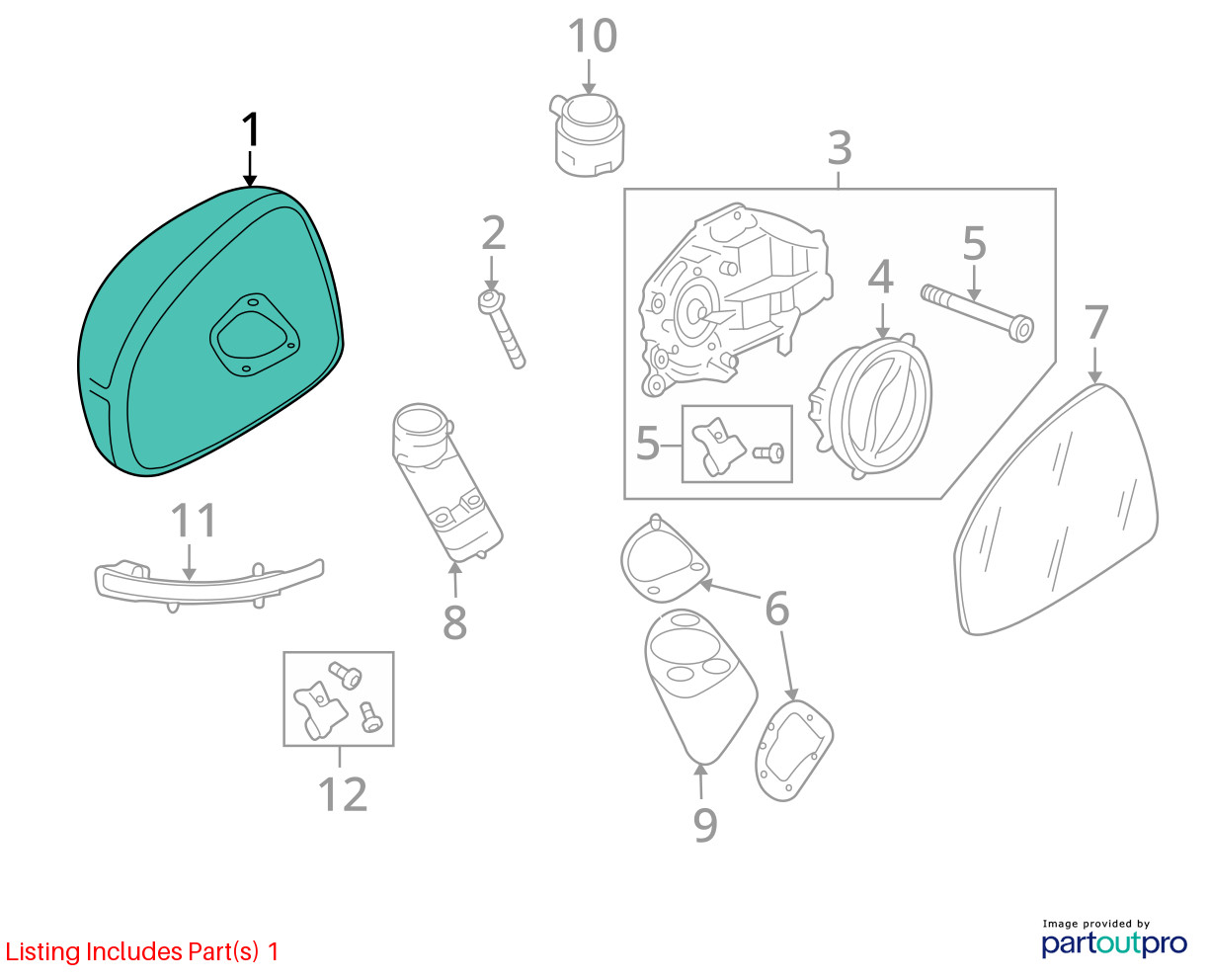 2008-2015 Audi R8 42 Front Left Side Door View Mirror OEM *NOTE*