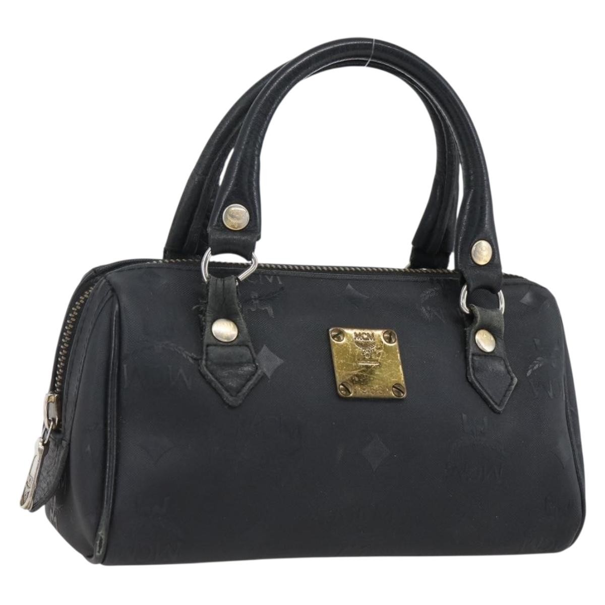 MCM Logogram Vicetos Mini Boston Bag PVC Black Gold Auth gh1800 | eBay