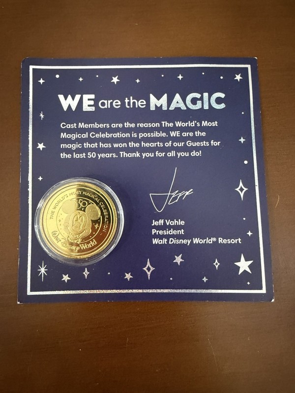 Disney World 50th Anniversary Earidescent Evenings Coin Medallion Cast Member